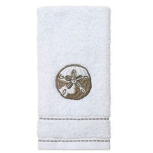 Avanti Sand Dollar Hyannis Fingertip Towel White Bathroom Embroidered Set of 2